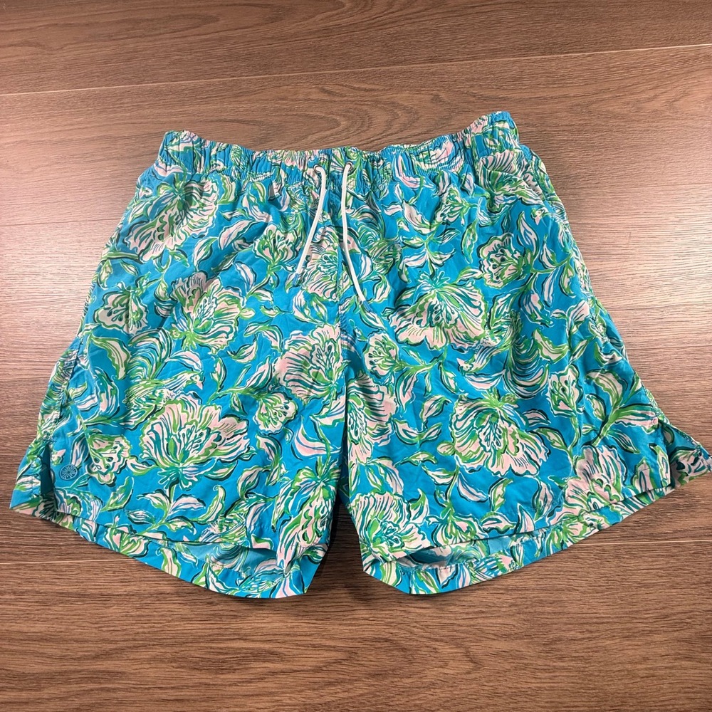 Lily Pulitzer Men's Capri Swim Trunks Size XL Blue Floral Mesh Lining, 6" Inseam
